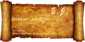 Bekker Jolán névjegykártya